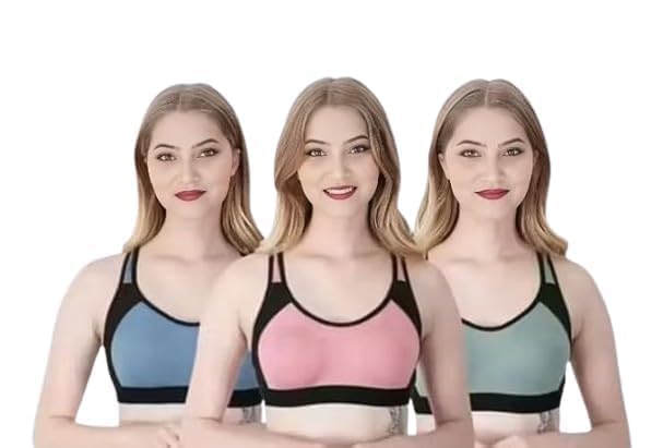 Women’s Magical Sports Bra Combo Pack of 3 | Non-Wired Padded Fixed Cup Sports Bras-picture-44