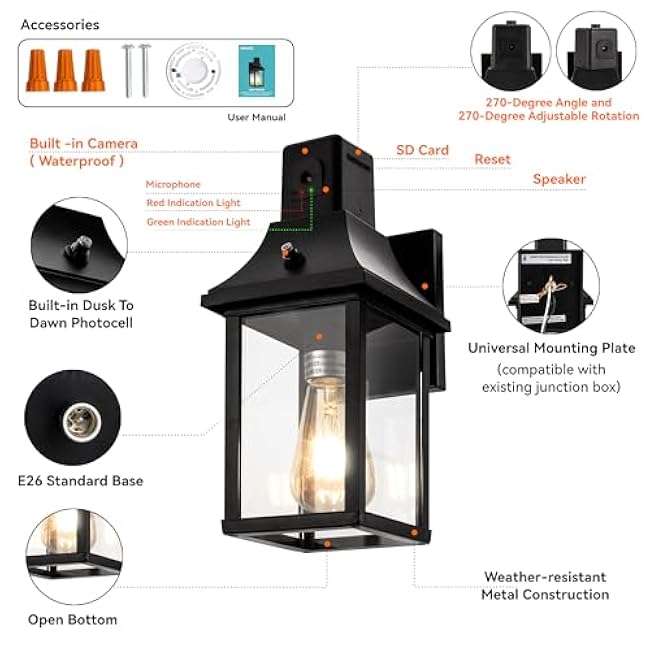 HIHUOS Porch Light Outside Lights Fixture Wall Mount