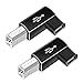 RAINSUNG Female USB C to USB B Printer Cable Adapter 2Pack, USB C to MIDI Cable Adapter for Printer Eectric Pianos Synthesizers USB Microphones Right Angle Shape