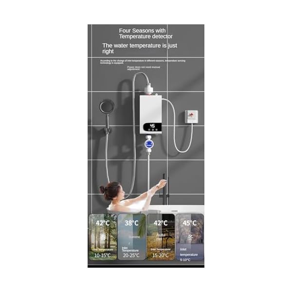Instant Water Heater Bathroom Kitchen Wall Mounted Electric Water Heater LCD Water Heater for Bathroom Hot Water Shower and Home Kitchen Heating - Image 3