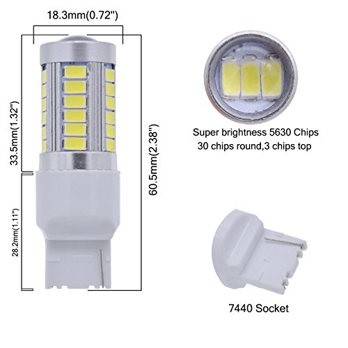 Katur Super White 7440 7440Na 7441 992 Base 33 Smd 5050 Led Replacement For Car Incandescence Bulb Tail Signal Brake Backup Lamp Parking Side Marker Lights 900 Lumens Dc 12V 2-Pack #TOP3