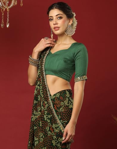 Image of SIRIL Women's Georgette Bandhani Printed Saree With Unstitched Blouse Piece