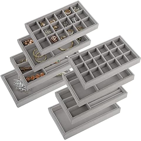 yarlung 8 Pack Velvet Jewelry Trays, Drawer Insert Jewelry Organizer Earring and Ring Storage, Divided Jewelry Holder for Bracelet Display, Necklace, Brooch, Watch Cover
