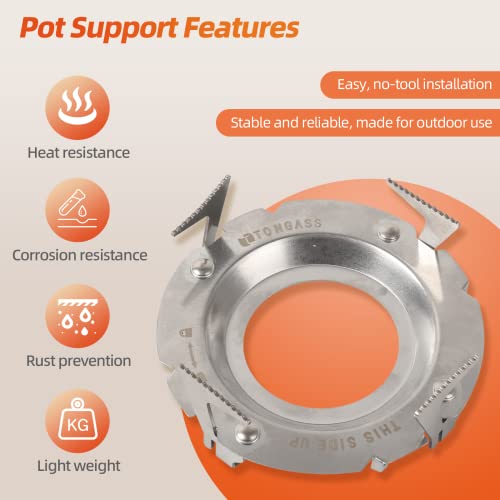 TonGass Camping Stoves Pot Support Compatible with Jetboil Stove Pots Support Stainless Steel Portable Camp Pot Stand for Jetboil Burner Replacement, Can Accommodate Up to 9" Skillets or 2L Cook Pots - Image 8