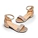 DREAM PAIRS Girls Sandals Low Heel Dress Pump Ankle Strap Interchangeable Bow Flower Wedding Party Shoes SDSD2320K GOLD Size 4 Big Kid
