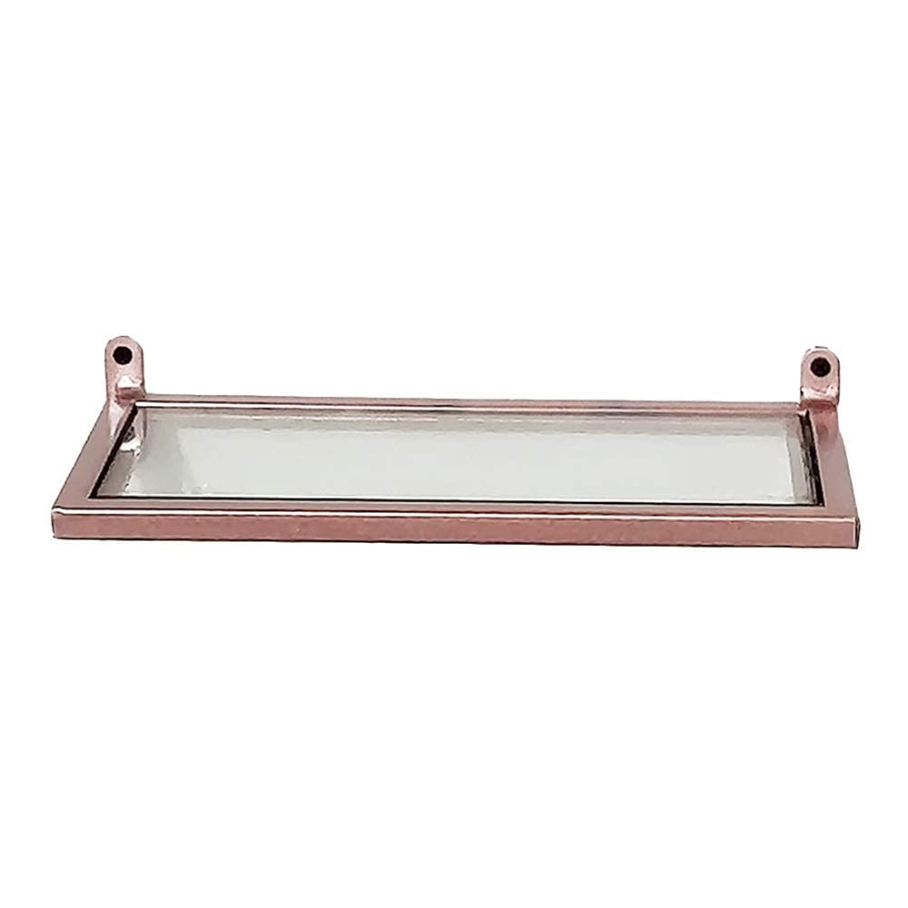 Mtylx Rose Gold Multifunctional Shelf,Wall Rack,Floating Shelves Wall Mounted Wrought Iron Glass Shelf Partition Display For Living Bedroom Kitchen Bathroom Closet/Rose Gold/70X15cm