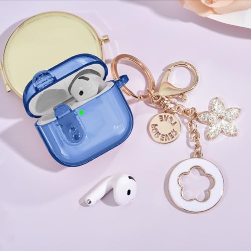 Image of (with Safety Lock) VISOOM 2025 Clear Cases for Airpods iPods 4 Case Cover Women, Bling Airpod iPod 4 Case Soft 4th Gen Air Pods iPods Cases with Keychain for Apple Headphones Airpods4 Generation-Blue