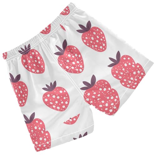Pigsaly Boys' Swim Board Shorts Pink Strawberry Simpl Lines Boy's Swim Trunks Kids Swimwear 5T2