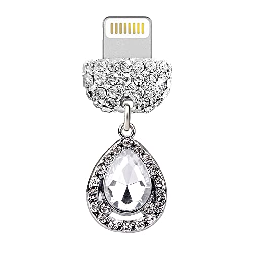 Breloque en cristal ELISE & FONDA bijou de prise de charge pour iPhone et iPad chic blanc