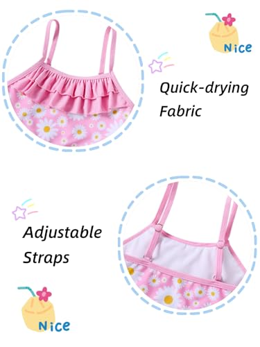 Image of Little Girls Two Piece Mermaid Bikini Set Ruffle Adjustable Summer Beach Bathing Swimsuit 3-7 Years for Kids