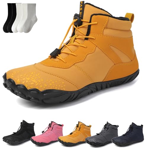Hike Winter Barefoot Shoes for Women Men, 2025 Non-Slip Waterproof Wide Toe Box Walking Boots Footwear
