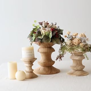 ３点セット 天然無垢ウッド スタンド 飾台 オブジェ 植物台 ウッド ターニング　W35B