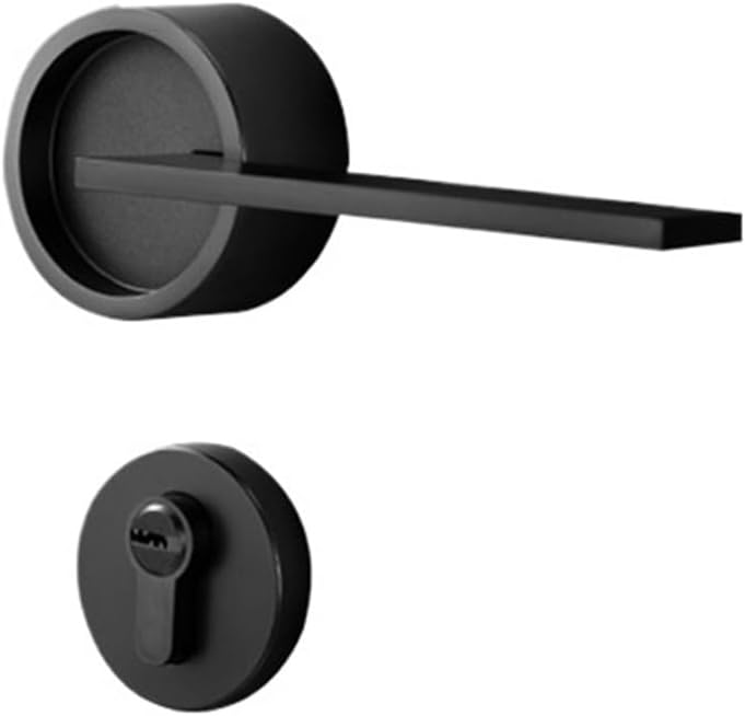 Nordic Style Indoor Bedroom Door Lock Magnetic Post-Modern Silent Room Door Lock Split Wooden Door Lock Handle Black Door Lock(Steel Gray A08-260 5845 Lock Body)