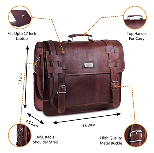 Convertible Leather laptop bag 18 inch and backpack for men – Vintage Full Grain Leather satchel for men – Genuine Leather briefcase for Business – Brown Leather computer bag with rustic look2