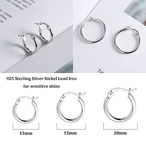 HEEYA 925 Sterling Silver Hoop Earrings for Women Girls - Small Hoop Earrings - Cubic Zirconia Huggie- Hypoallergenic Cartilage Earrings Hoop- Jewelry Gift Birthday Party-13/15/20/25MM2