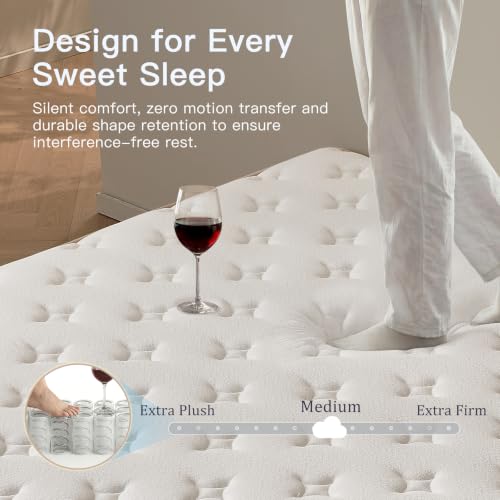 Image of Profus 14 Inch King Size Mattress, Memory Foam King Mattress for Cool Night & Pressure Relief, Medium Firm Feel with Strong Edge Support & Motion Isolation, CertiPUR-US Certified Mattress in A Box