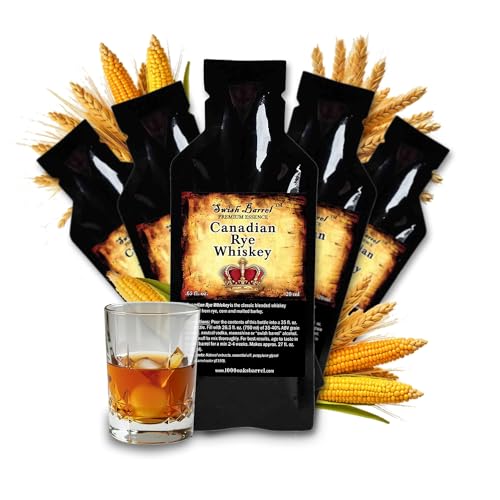 Canadian Rye Whiskey Essence Flavoring (5 Pack), Liquor Flavor Refill Packet for Bootleg Kits & Barrel Aging, Swish Barrel Premium Extract for Cocktails, Mixology & Moonshine, 5 x 20ml (.65oz)