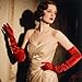 THARAHT Women Long Gloves with Satin Elbow Length for 1920s Opera Tea Party Costumes Bridal Evening Dress,Red