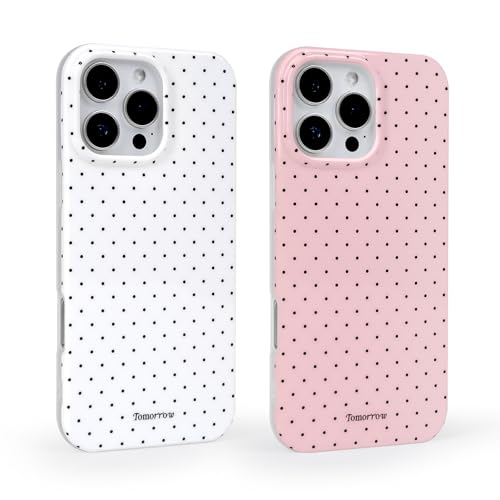 Vamlo 2 Pack for iPhone 16 Pro Max Case with Cute Fashion Polka Dot Phone Case Soft TPU Slim Shockproof Phone Cover for Women Girls (White+Pink) by Vamlo - Used condition - US$5.63