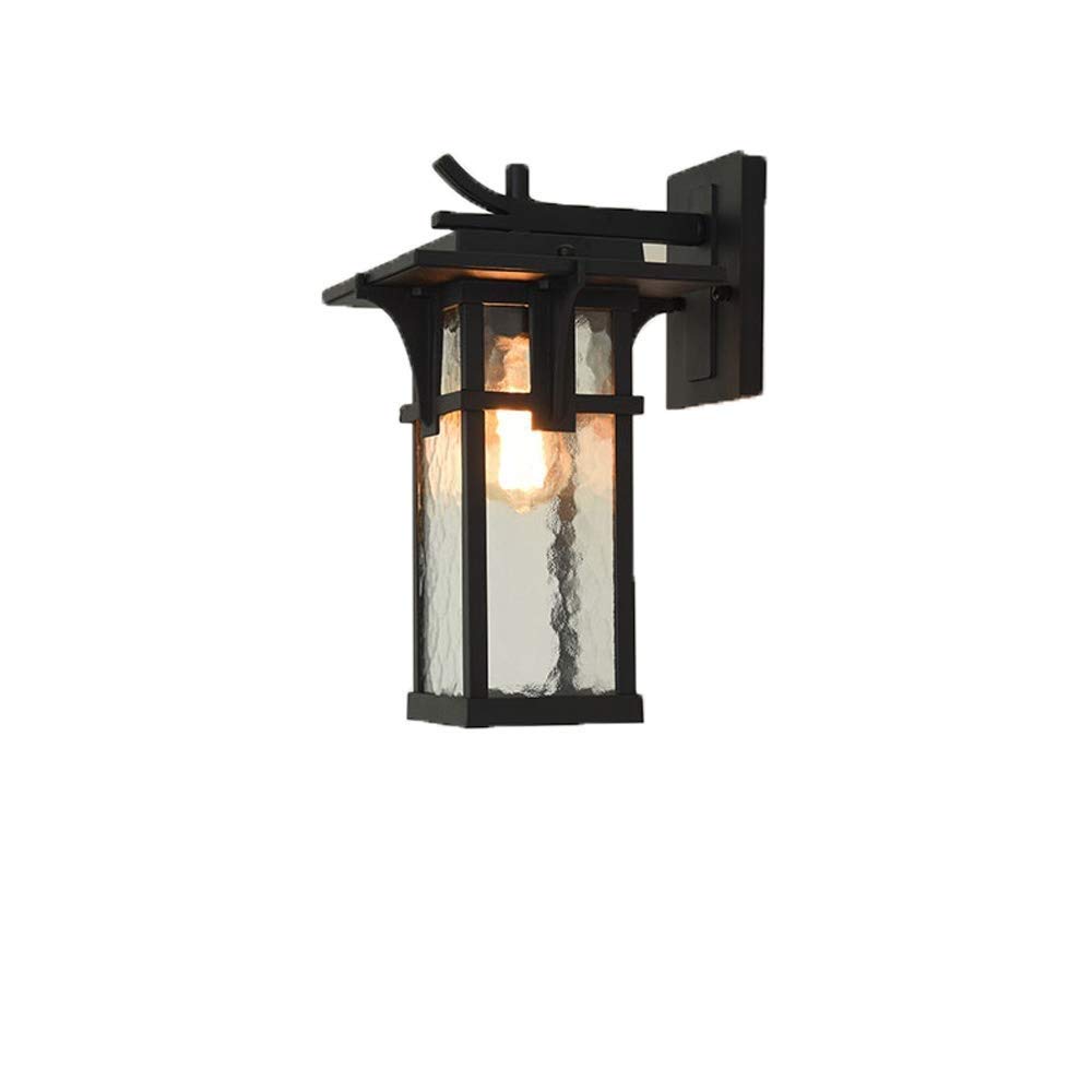 HYJAUSXB Wall Lamps Sconces Rustproof Aluminum with Watered Glass Outdoor Waterproof Lantern Garden Outside Light Sconce(Noir)