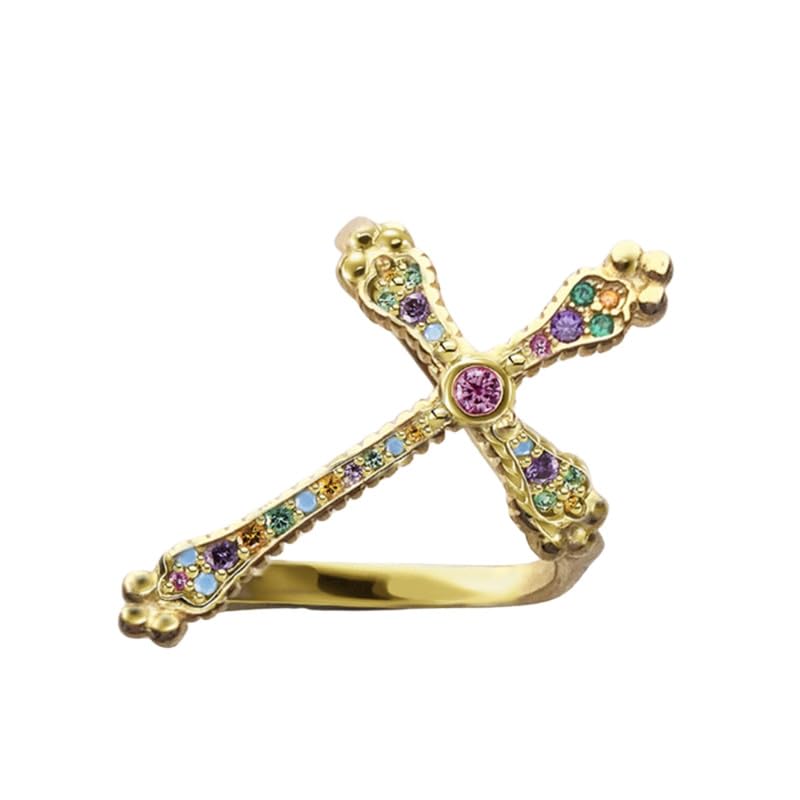 Victoria Crochin Ring Retro Color Diamond Statement Ring-image-7