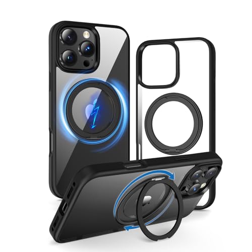 iPhone 16 Pro ケース Magsafe対応 隠しスタンド ブラック