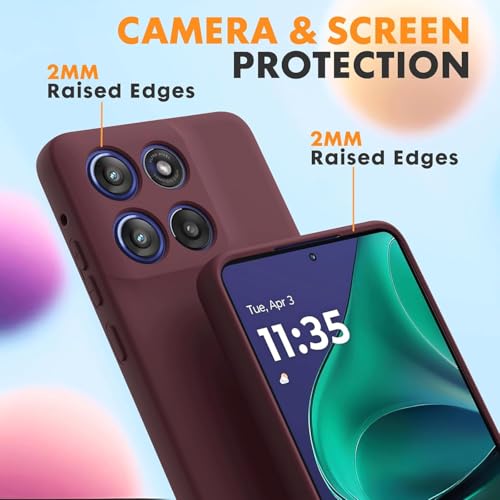 Image of DIZORO Microfiber Candy Case for Motorola Edge 60 Pro 5G Smooth Touch Cushion Liquid Soft Silicone Gel Rubber Phone Cases Non-Slip Full Body Protective Shockproof Back Cover - Wine