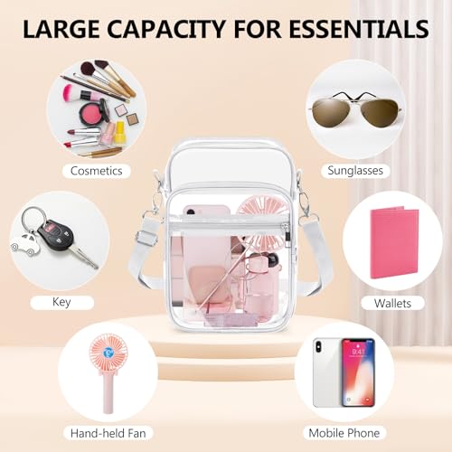 Image of Blvornl Clear Crossbody Bag with Adjustable Shoulder Strap, Stadium Approved PVC Purse Bag, Messenger Bag