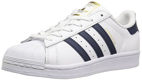 adidas Originals Junior's Legacy Superstar Sneaker, White/Collegiate Navy/Gold Metallic, 5