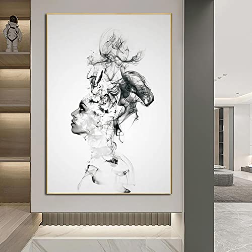 Toile portrait femme abstrait pour salon moderne et décoration murale hôtel