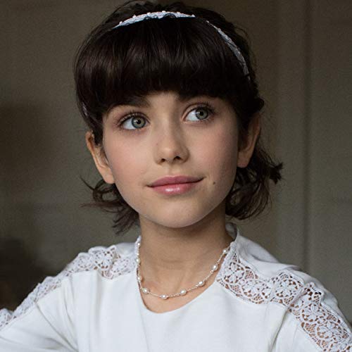 Sterling Silver Chain & Pearl Necklace For Girls and Women. Delicate Teen Jewelry Present For Holy Communion, Flower Girl Gift, Birthday, Sweet 164