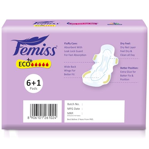 Image of Soft & Rash Free Sanitary Pads (42 PCS) for Women |Quick Absorption|Heavy Flow Champion|Leakage-Proof|Eco+Trifold pads(XL-Size, 290 MM, 6+1 Pads Each, (Pack of 6)