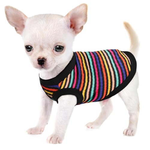 Image of Elevate Your Pet's Comfort Fashion: Premium Cotton Rib Dog Shirt Vest for Small Breeds Like Chihuahuas, Yorkies .Year-Round Style with Tank-Style Puppy Attire Black XX-Large
