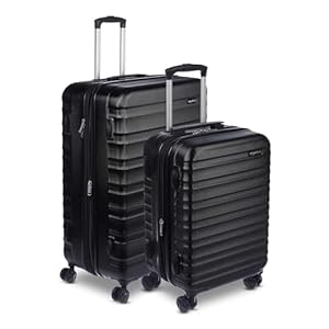 Amazon Basics Hardside Luggage ABS Hard-Shell Spinner / Suitcase with 4 Wheels, 2 Piece Set (55, 78 cm), Black