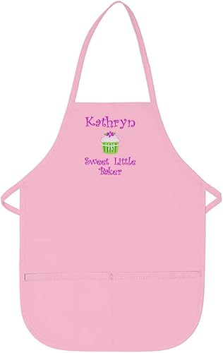 Delantal bordado personalizado Sweet Little Baker con nombre para niños, tallas para niños pequeños y niños, muy lindo, gran regalo