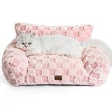 Picture of ABCPET Cat Bed Cats Couch for Puppy and Kitten, Fluffy Pet Couch Small Dog Sofa Bed, Supportive Cat Sofa for Indoor Cats, Washable Cover & Non-Slip, 26 inch, Pink