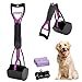 HyAiderTech Pelle Ramasse-Crottes Pliable pour Chien et Chat Pet Long Manche Pooper Scooper, Facile à Déjections Ramasse, Noir & Pourpre (Violet)
