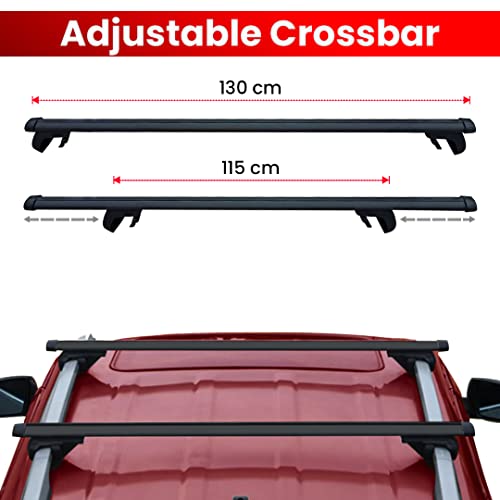 Image of Universal Roof Rack Cross Bars | Anti-Theft Locking | Adjustable Aluminum Cargo Carrier Rooftop Luggage Crossbars Set for Car