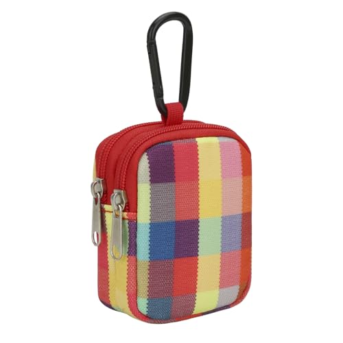 E-Tree Coin Purse with Carabiner Clip, Dual Layer Card Case Holder, Mini Pouch for AirPod Earphone Keychain USB Cable,Wallet, Small Accessories Organizer Bag for Women and Men (Colorful)