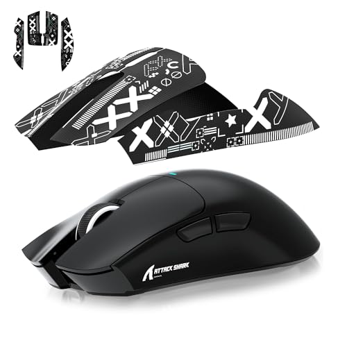 Image of ATTACK SHARK Mouse Anti-Slip Grip Tape for Superlight Wireless Gaming Mice,Universal Fit, Sweat-Resistant, Elastic Side Grips, Effortless Application, Ultra-Thin Design (0.5mm /0.02in)- Black