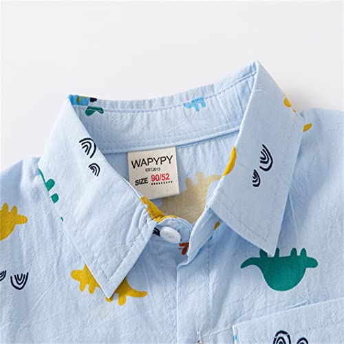 Little Toddler Boys Dinosaur Animal Print Shirt Button Down Shirts Long Sleeve Cute Cartoon T-Shirts Fall Casual4
