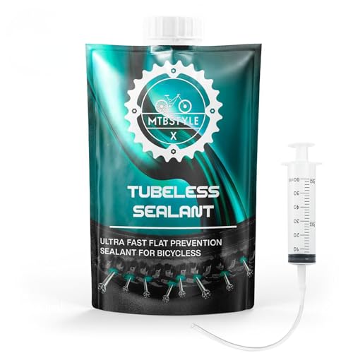 XMTBSTYLE Líquido antipinchazos Bicicleta 800ml | Liquido tubeless MTB | repara pinchazos para Bici 29 27,5 26’ | Sellador de Neumáticos para Reparación Rueda | Sella hasta 6mm (Liquido + Jeringuilla)
