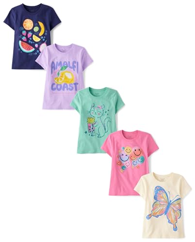 Image of The Children's Place Girls' Short Sleeve Graphic T-shirts (5-Pack)