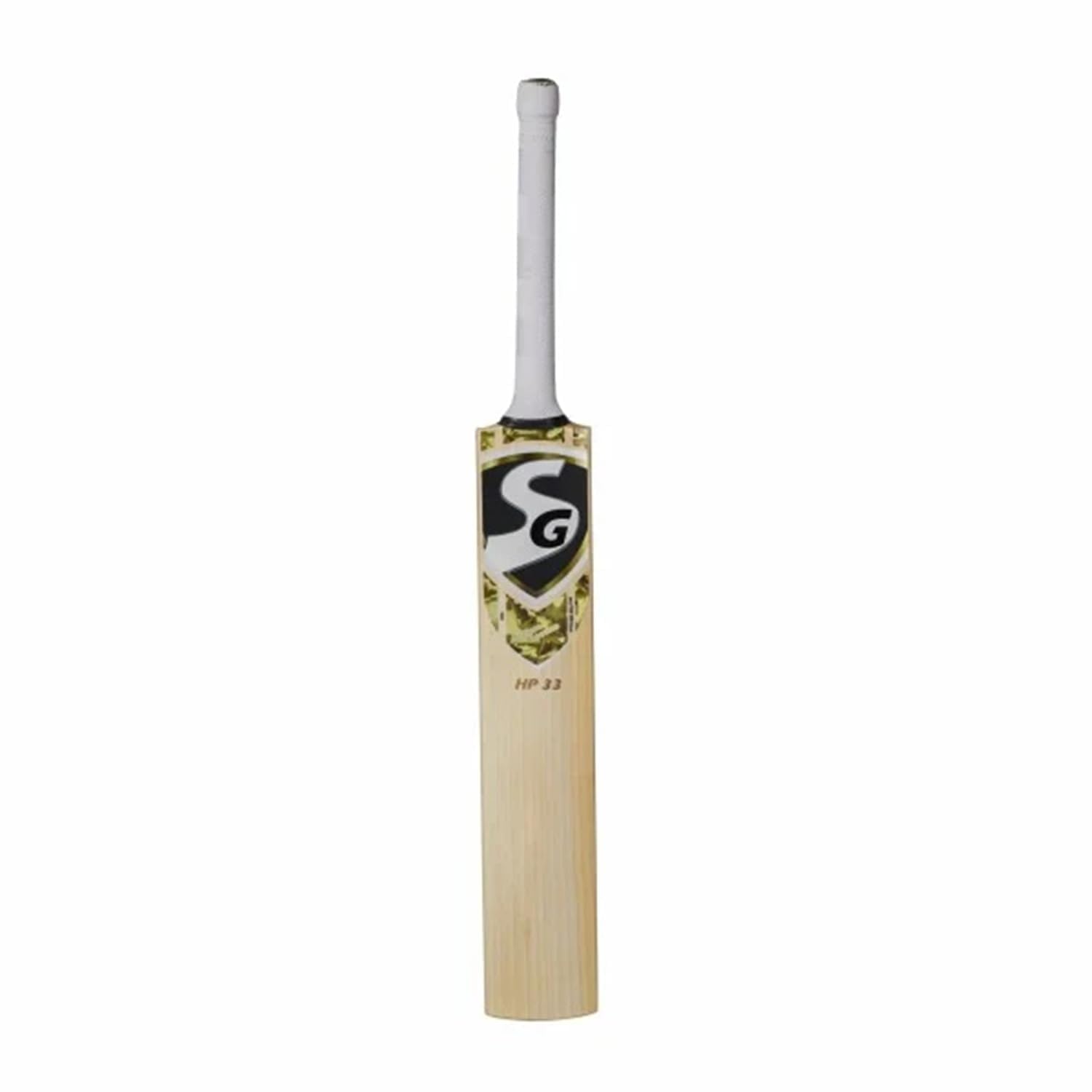 SG HP 33 Professional Cricket Bat | Color: Beige | Size: Short Handle| Material: English Willow Wood | for Unisex Player | Shock Absorption | Enhanced Flexibility | Usage Against Leather Ball