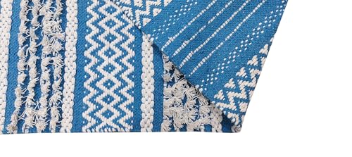 Image of 2x5 ft Cotton Rug Runner - Handwoven Carpet for Hallway, Entryway & Patio with Soft Texture and Modern Pattern