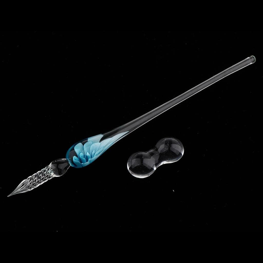 Vintage Style Glass Dip Pen Glass Writing Crystal Pen with Shelf