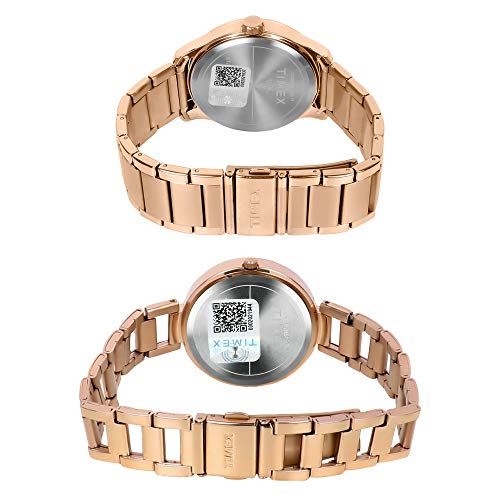 TIMEX Unisex Pair Multifunction Rose Gold Round Dial Watch - TW00PR266 - Image 2