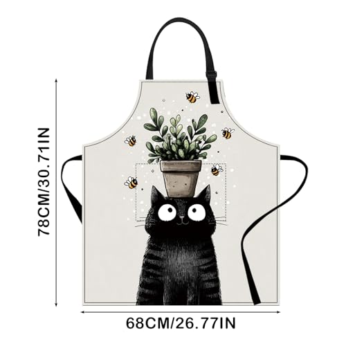 Image of Nuxovilar Polyester Cute Kitchen Apron with Pockets 26.7x30.7 Inches for Home Kitchen Baking Cooking Catering