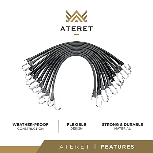 10 Packs Rubber Bungee Cords W/Hooks I 9 Inch, 18" Max Stretch I Heavy-Duty Black Tie Down Straps For Outdoor, Tarp Covers, Canvas Canopies, Motorcycle, And Cargo #TOP2