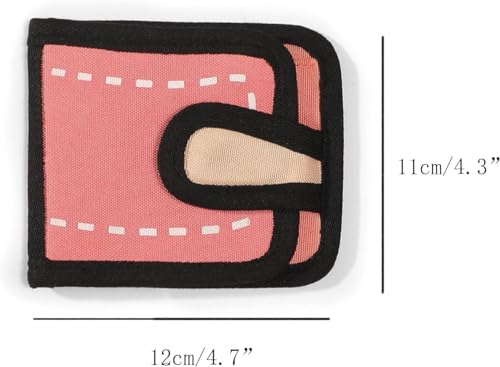 Funny 2D Cartoon Wallet Creative Cute Wallet 3D Style 2D Drawing Cartoon Wallet for Women Men (pink)2